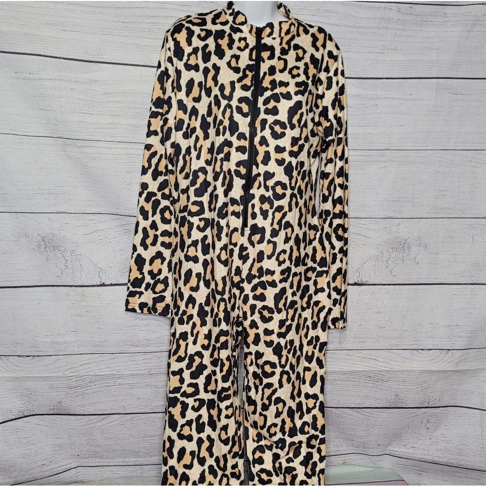 Women's TOPSRANI Lightweight Front Zip Animal‎ Print Onesie XXL